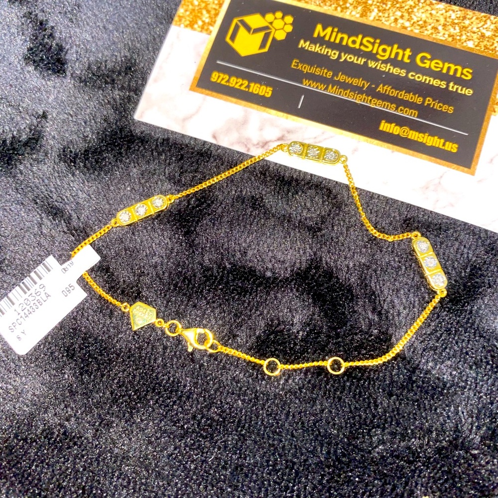 Real diamond elegant classy bracelet not CZ not moissanite 10k gold vermeil Sale
